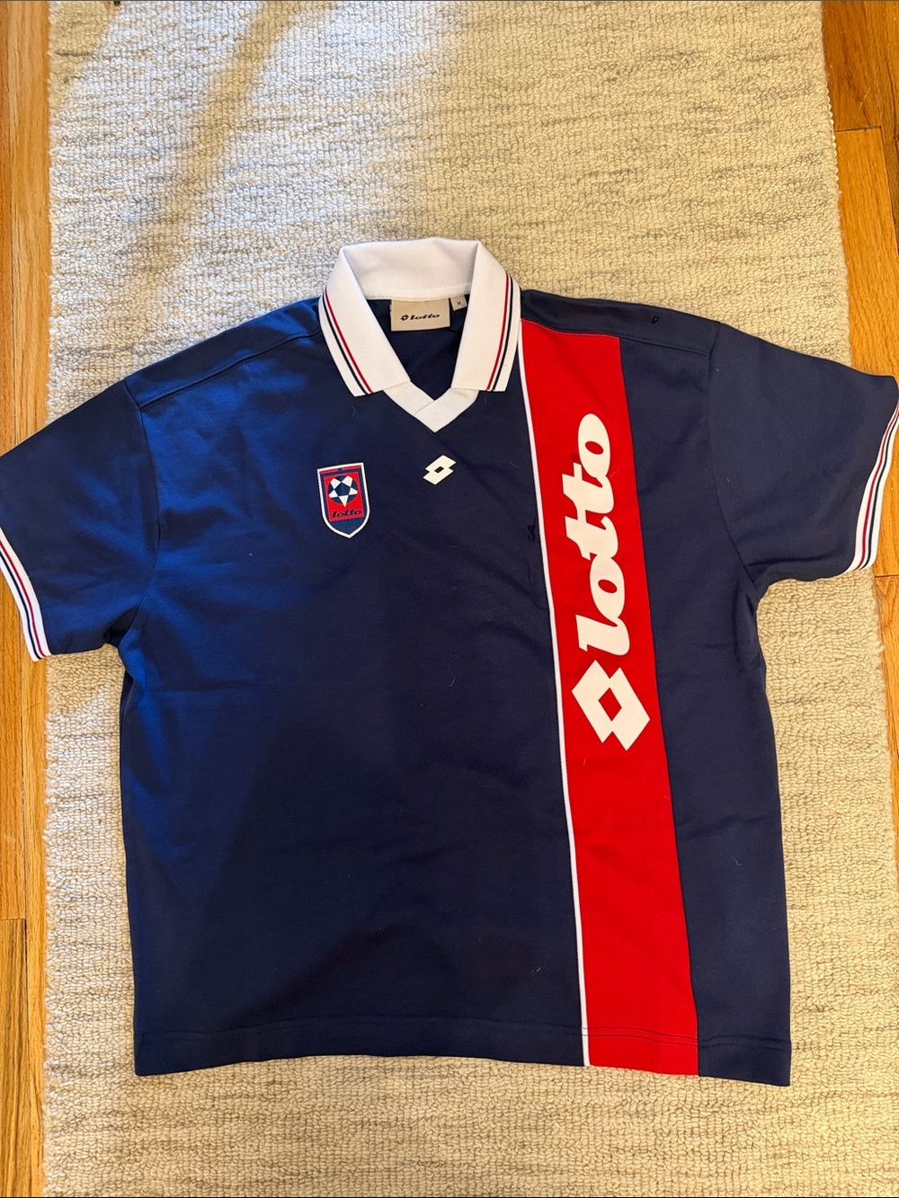 Lotto Women's Navy Polo with Red Vertical Stripe